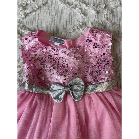 Build A Bear Workshop BABW Pink Sequin Fancy Dress Silver Bow - Picture 2 of 4